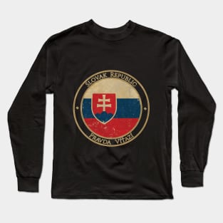 Vintage Slovakia Slovak Republic Europe European EU Flag Long Sleeve T-Shirt